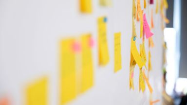 sticky notes on a board