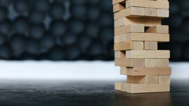 A stack of Jenga bricks.